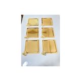 Kumsal Hediyelik Lüx Kelebek Aksesuarlı Paslanmaz Çelik Kare 6’lı Gümüş Kahve, Çay, Dekoratif Sunum Servis Tepsisi - 23 x 28