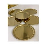 Kumsal Hediyelik Yuvarlak Gold Sunum Tepsisi Dekoratif Servis Tepsisi Çay,söz, Nişan,sunum Kahve 22 cm 6'lı Yvrlk