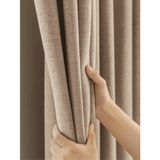 Kumsal Taşı Rengi Keten Dokulu Yüksek Kalite Fon Perde Ekstrafor Büzgülü - 100 x 250 cm - Kumtaşı