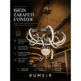 Kumsar Aydınlatma Çizgili Büyükg Güney Şeker Top (Krom) LED Avize