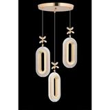 Kumsar Aydınlatma Serra 3lü Gold 3 Renk LED Isıklı Salon Mutfak Oturma Odası Antre Avize