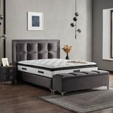 KUMSHOME Beld Tek Kişilik Full Ortopedik Pedli Yaylı Yatak + Baza + Başlık 3'lü Set - Antrasit - 120 x 200 cm