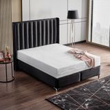 KUMSHOME Helen Tek Kişilik Ultra Full Ortopedik Yatak, Soft Sünger + Baza + Başlık 3'lü Set - Siyah - 120 x 200 cm
