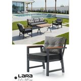 KUMSHOME Lara Metal Bahçe Balkon Takımı 3+1+1 Ahşap Masa Antrasit