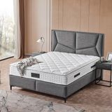 KUMSHOME Moon Tek Kişilik Ultra Full Ortopedik Pedli Yaylı Yatak + Baza + Başlık 3'lü Set - Koyu Gri - 120 x 200 cm