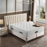 KUMSHOME Soprano Tek Kişilik Ultra Full Ortopedik Pedli Yaylı Yatak + Baza + Başlık 3'lü Set - Krem - 120 x 200 cm