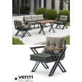 KUMSHOME Venti Metal Bahçe Balkon Takımı 3+1+1 Ahşap Masa Yeşil - Koyu Yeşil