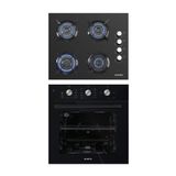 Kumtel 2'Li Siyah Cam Ankastre Set (Ocak - Fırın)