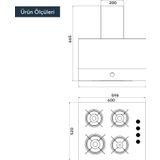 KUMTEL Beyaz 2\'li Ankastre Cam Set (Ocak-Davlumbaz)