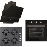 Kumtel Black Argento Button 3'lü Cam Ankastre Set A+ Enerji Sınıfı Siyah Renk Modern Tasarım