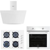Kumtel Home Basic Beyaz Cam Ankastre Set A+ Enerji Sınıfı Modern Tasarım 4 Ocak Gözü