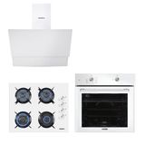 Kumtel Home Plus Beyaz Cam Ankastre Set