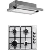Kumtel Inox 2 Li Ankastre Set (Ocak-Aspiratör) 4 Gözü Gazlı Modern Mutfak Uyumlu