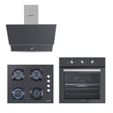 Kumtel Kristal Antrasit (Gri) Cam Ankastre Set