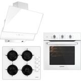 Kumtel Kristal Plus Beyaz Cam Ankastre Set B66-SF2(MT) Fırın 4 Ocaklı Gazlı Eğimli Davlumbaz A+ Enerji Sınıfı