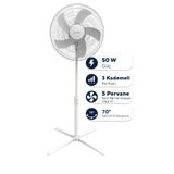 KUMTEL KTF-355 Beyaz 16 inç Ayaklı Vantilatör 50 W, 5 Pervaneli, 3 Kademeli, 121 cm Yükseklik