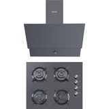Kumtel Metalik Gri 2'li Ankastre Cam Set (Ocak-Davlumbaz)