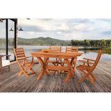 Kunter Mobilya Bahçe/balkon Açılır Masa / Katlanır Sandalye Takımı - Naturel