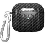 Kupa Apple AirPods 3. Nesil Kılıf Askı Aparatı Carbon Fiber Görünüm Şarj Girişi Darbe Emici Silikon - Siyah