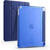 Kupa Apple iPad 9.7 2017 5.nesil Kılıf Darbe Emici 4 Farklı Stand Özelliği Kalem Koyma Şeffaf Silikon - Mavi