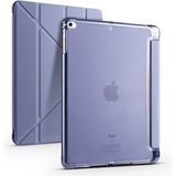 Kupa Apple iPad 9.7 2017 5.nesil Kılıf Darbe Emici 4 Farklı Stand Özelliği Kalem Koyma Şeffaf Silikon - Mor