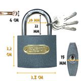 Kupa Asma Kilit Gri 38 mm. - 3 Anahtarlı