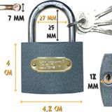 Kupa Asma Kilit Gri 50 mm. - 3 Anahtarlı