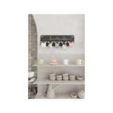 Kupa Bardak Askısı Duvar Montajlı Kupa Askılığı Kahve Fincan Standı Mutfak Organizer 5 Kupa 50X16 cm - Siyah