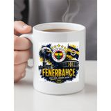 Kupa Bardak Fabrikası Fenerbahçe Temalı Baskılı Beyaz Porselen Kupa Bardak - 1 Adet - 300 ml