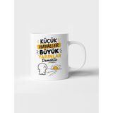Kupa Bardak Fabrikası Küçük Hayaller Büyük Yarınlar Demektir Temalı Baskılı Beyaz Porselen Kupa Bardak - 1 Adet - 300 ml