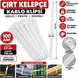 Kupa Beyaz Cırt Kelepçe Kablo Klipsi Kalınlık : 8.0 mm Uzunluk : 750 mm Kalın Cırt Kelepçe 100 Adet