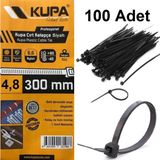 Kupa Hırdavat Plastik Cırt Kelepçe Siyah 4.8 x 300 Mm. - 100 Adet