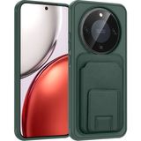 Kupa Honor Magic 8 Lite 5G Uyumlu Kılıf, Deri Görünümlü, Kart Bölmeli, Yumuşak TPU, Koyu Yeşil