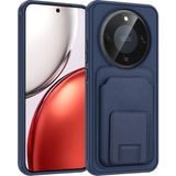 Kupa Honor Magic 8 Lite 5G Uyumlu Kılıf, Deri Görünümlü, Kart Bölmeli, Yumuşak TPU, Lacivert