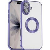 Kupa iPhone 17 Kılıf Kamera Koruma Logo Gösteren Kenarları Renkli Şeffaf Arka Yüzey Silikon Kapak - Lila
