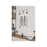 Kupa Raflı Madalya Askılığı Kupa Tasarımlı Metal Madalya Askısı ve Kupa Standı 15X35X10 cm - Beyaz - 35 cm