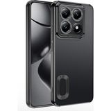 Kupa Xiaomi 14T Pro Kılıf Kamera Korumalı Renkli Kenar Parlak Silikon Kapak - Siyah