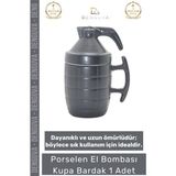 #kupabardak Porselen Tasarım Isı Korumalı Şık Dekoratif Hediye Pratik Leke Tutmaz El Bombası Kupa - Renkli