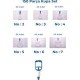 Kupasan 150 Adet Hacamat Kupa Seti 2-3-4-5-6-7 No