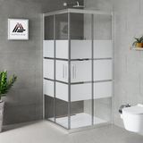 Kupon Duş ve Banyo Sistemleri Vesta D100 Kare Duşakabin Parlak Profil Kumlu Cam H: 190 cm - 100x100