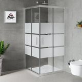Kupon Duş ve Banyo Sistemleri Vesta D100 Kare Duşakabin Parlak Profil Kumlu Cam H: 190 cm - 80x80
