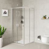 Kupon Duş ve Banyo Sistemleri Vesta D100 Kare Duşakabin Parlak Profil Şeffaf Cam H: 190 cm - 95x95