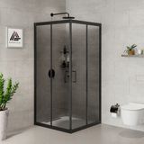 Kupon Duş ve Banyo Sistemleri Vesta D100 Kare Duşakabin Siyah Profil Füme Cam H: 190 cm - 100x100