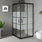 Kupon Duş ve Banyo Sistemleri Vesta D100 Kare Duşakabin Siyah Profil Kumlu Cam H: 190 cm - 100x100