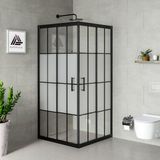 Kupon Duş ve Banyo Sistemleri Vesta D100 Kare Duşakabin Siyah Profil Kumlu Karolajlı Cam H: 190 cm - 100x100