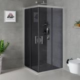 Kupon Duş ve Banyo Sistemleri Vesta D100 Kare Duşakabin Siyah Profil Şeffaf Cam H: 190 cm - 100x100