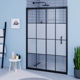 Kupon Duş ve Banyo Sistemleri Vesta D200 Duşakabin Siyah Profil Kumlu Karolajlı Cam H: 190 cm - 113 cm