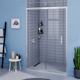 Kupon Duş ve Banyo Sistemleri Vesta D200 Iki Duvar Arası 1 Sabit 1 Sürgü Duşakabin Parlak Profil Şeffaf Cam H: 190 cm - 150 cm