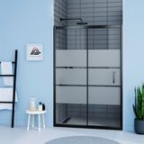 Kupon Duş ve Banyo Sistemleri Vesta D200 Iki Duvar Arası 1 Sabit 1 Sürgü Duşakabin Siyah Profil Kumlu Cam H: 190 cm - 122 cm