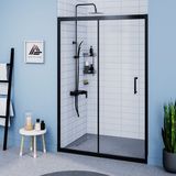 Kupon Duş ve Banyo Sistemleri Vesta D200 Iki Duvar Arası 1 Sabit 1 Sürgü Duşakabin Siyah Profil Şeffaf Cam H: 190 cm - 112 cm
